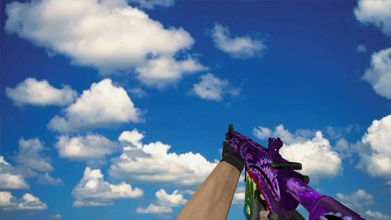 Скачать Модель v_m4a1 M4A4 Poseidon Amethyst + звуки и анимации осмотра для CS 1.6 - Скриншот