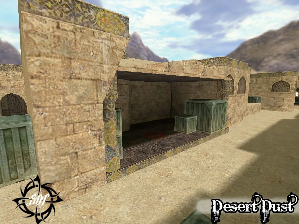 Скачать de_desert_dust_b1 для CS 1.6: тактика за CT/T, точки на карте, навигация ботов и оптимизация - Скриншот