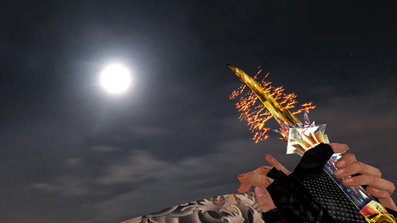 Скачать Модель «Golden Katana» ножа для CS 1.6: v_ и p_ модели, звуки, анимация осмотра и текстуры - Скриншот