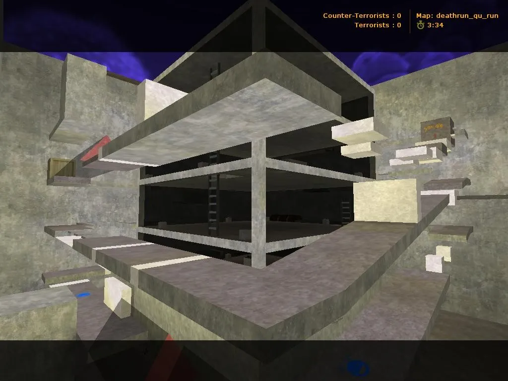 Скачать deathrun_qu_run для CS 1.6: карта deathrun, точки, маршруты, .nav и оптимизация под 4554/8610 - Скриншот