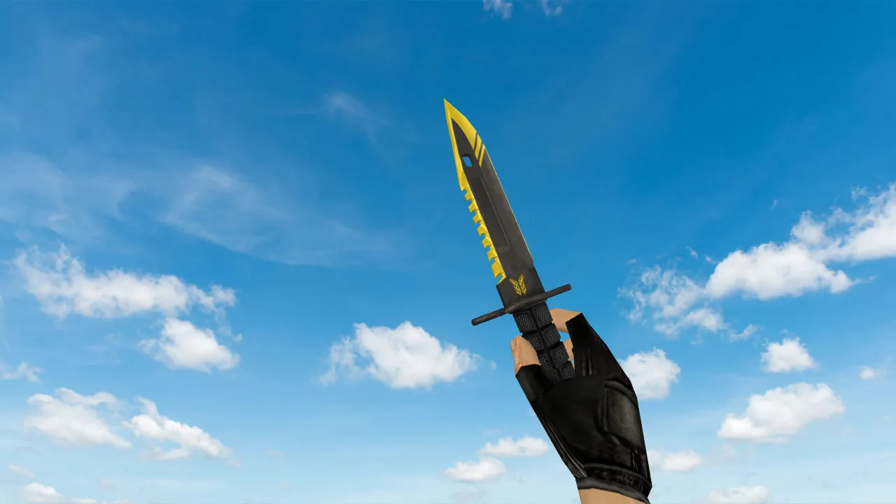 Скачать Модель ножа «M9 Bayonet Flame Tester» для CS 1.6: v_m9bayonet, p_m9bayonet, w_m9bayonet, анимация осмотра и звуки - Скриншот