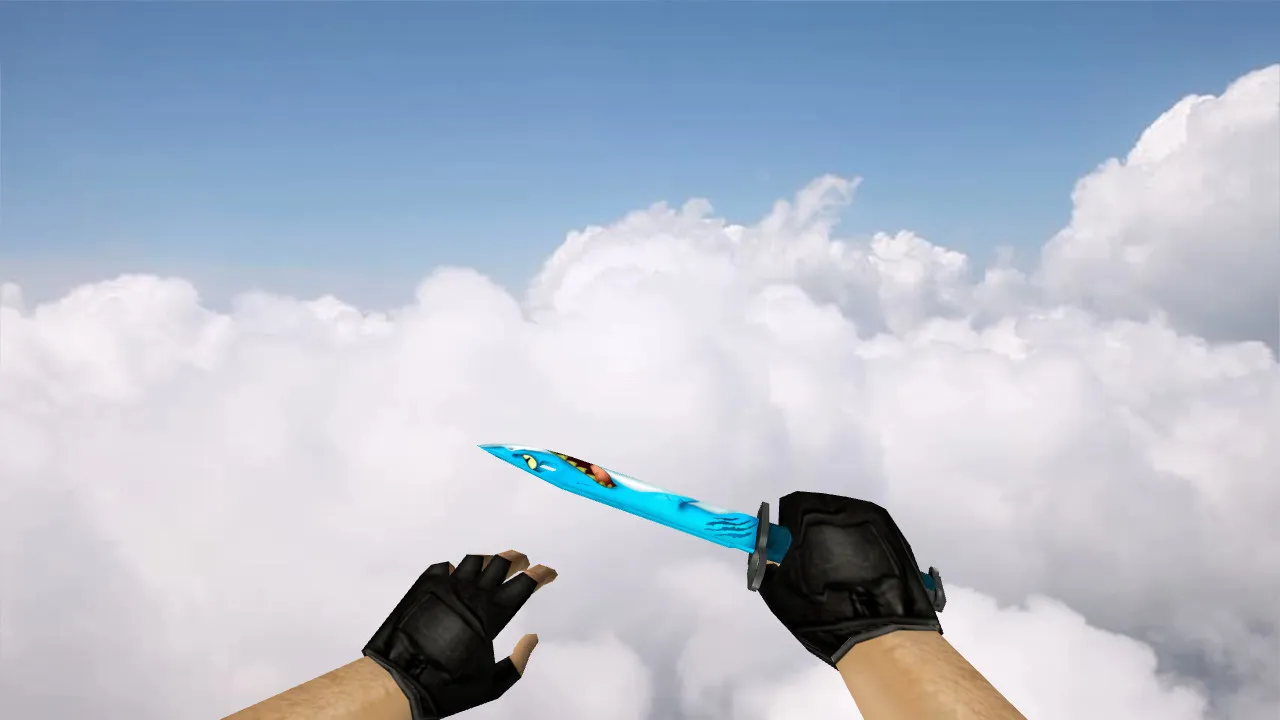 Скачать Модель ножа Bayonet Shark v_ для CS 1.6: качественные текстуры, анимация осмотра, звуки и точная модель - Скриншот