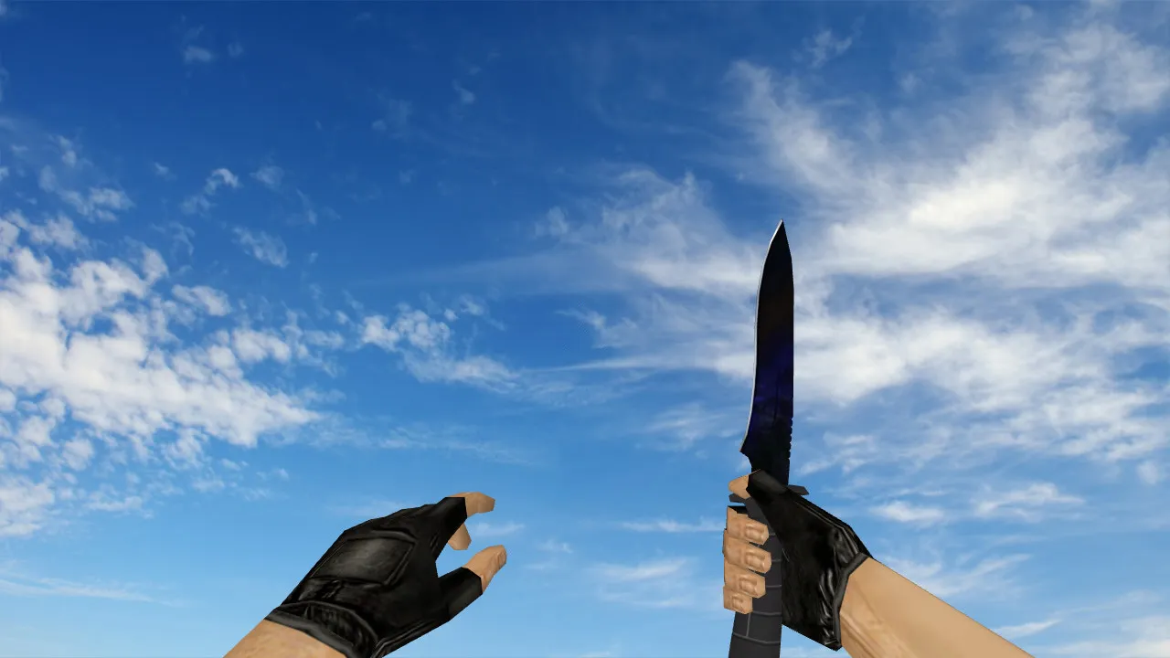 Скачать Модель «Стандартный нож Blue Night» v_knife для CS 1.6: звук, анимация осмотра и качество текстур - Скриншот
