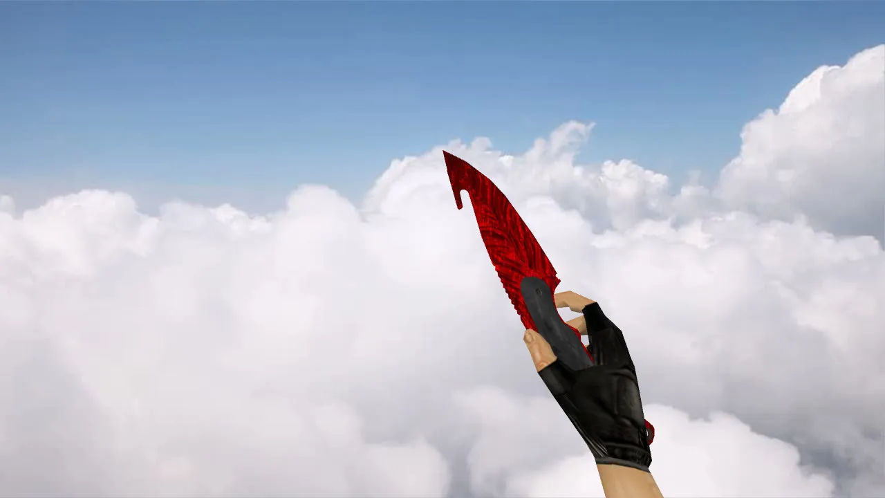 Скачать Модель ножа «Gut Knife Ruby Red» для CS 1.6: v_ p_ w_ модели, звук, анимация осмотра и текстуры - Скриншот