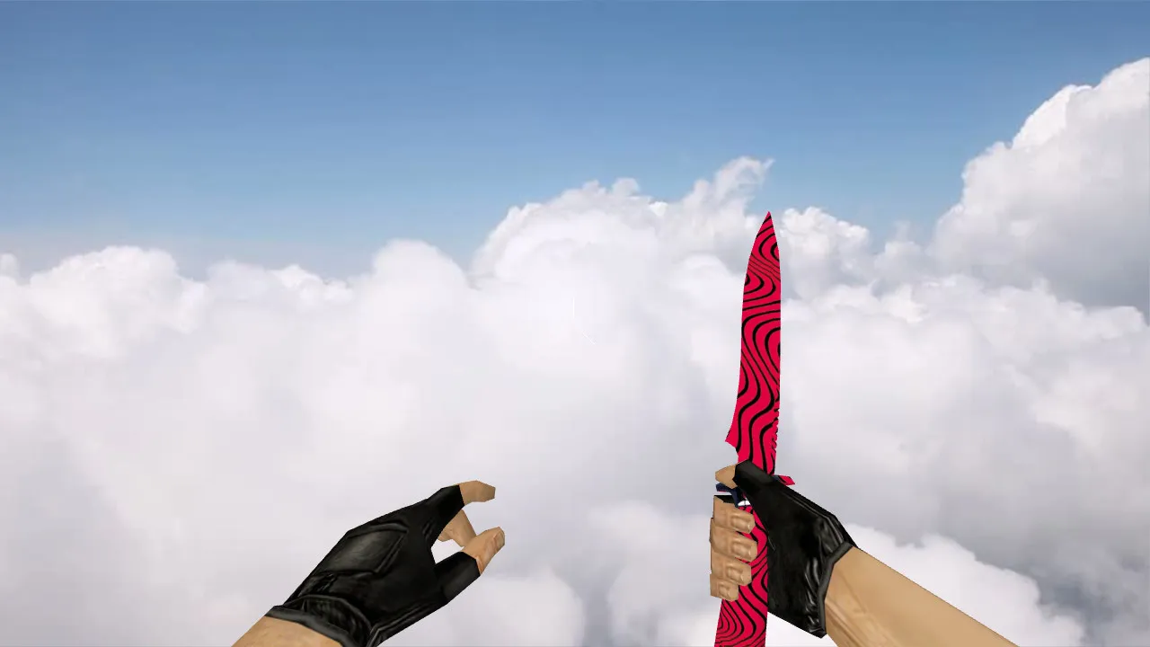 Скачать Модель ножа «Default Knife Red Black Pewdiepie» v_knife_p_models для CS 1.6: звуки, анимация осмотра и текстуры - Скриншот