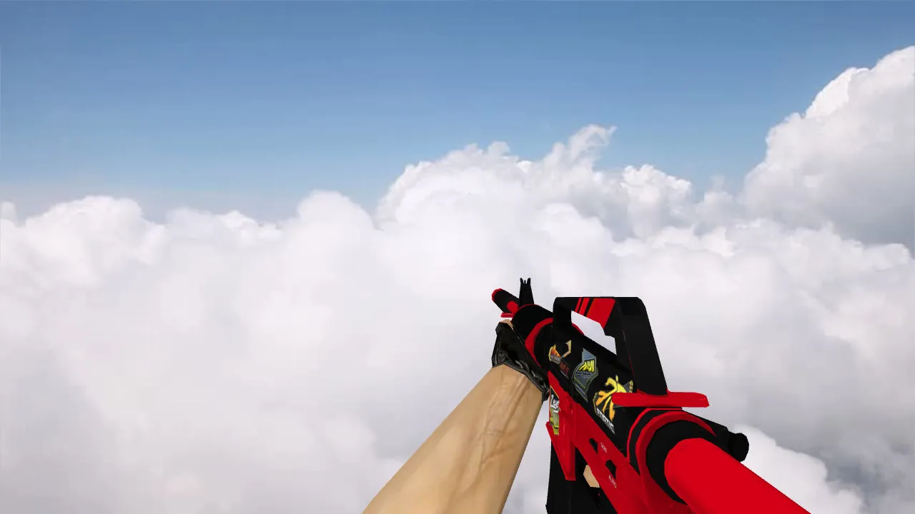 Скачать Модель M4A1 Red Pleasure w Stickers для CS 1.6: v_ / p_ / w_ модели, звук, анимация осмотра - Скриншот