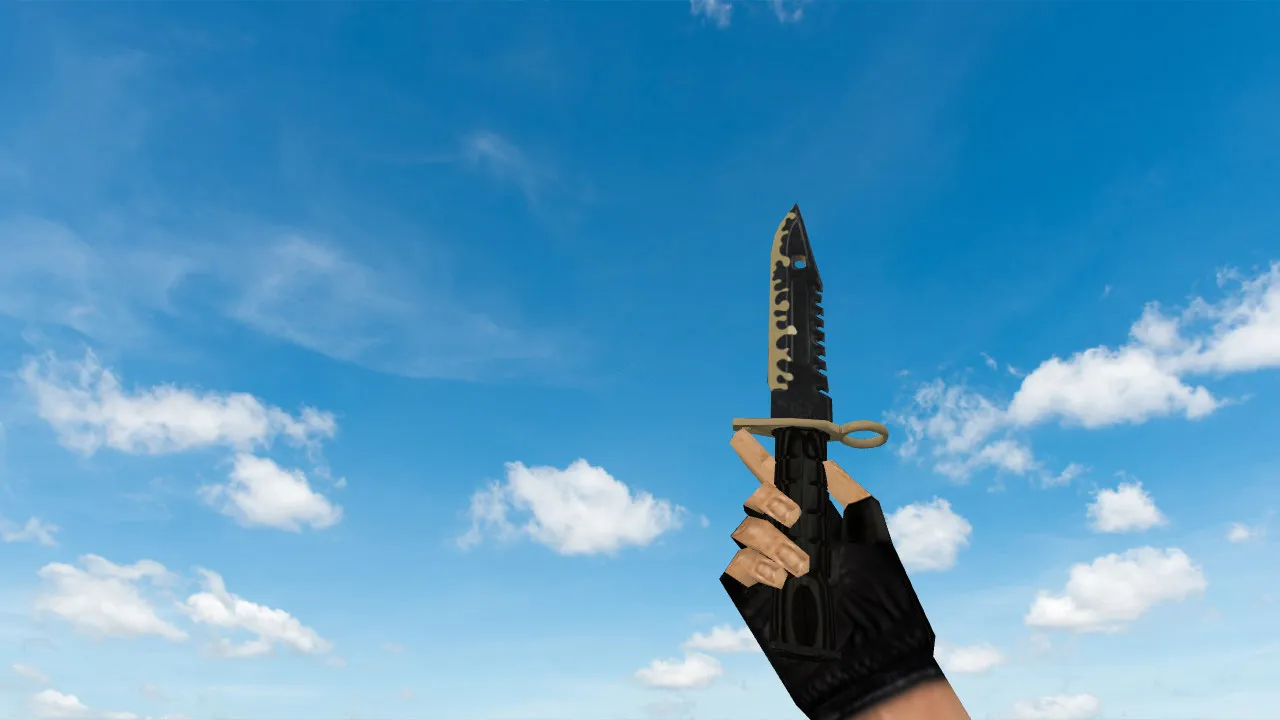 Модель ножа M9 Bayonet Combat для CS 1.6: v_, p_, w_ файлы, звук, анимация осмотра и качество текстур — скриншот 1