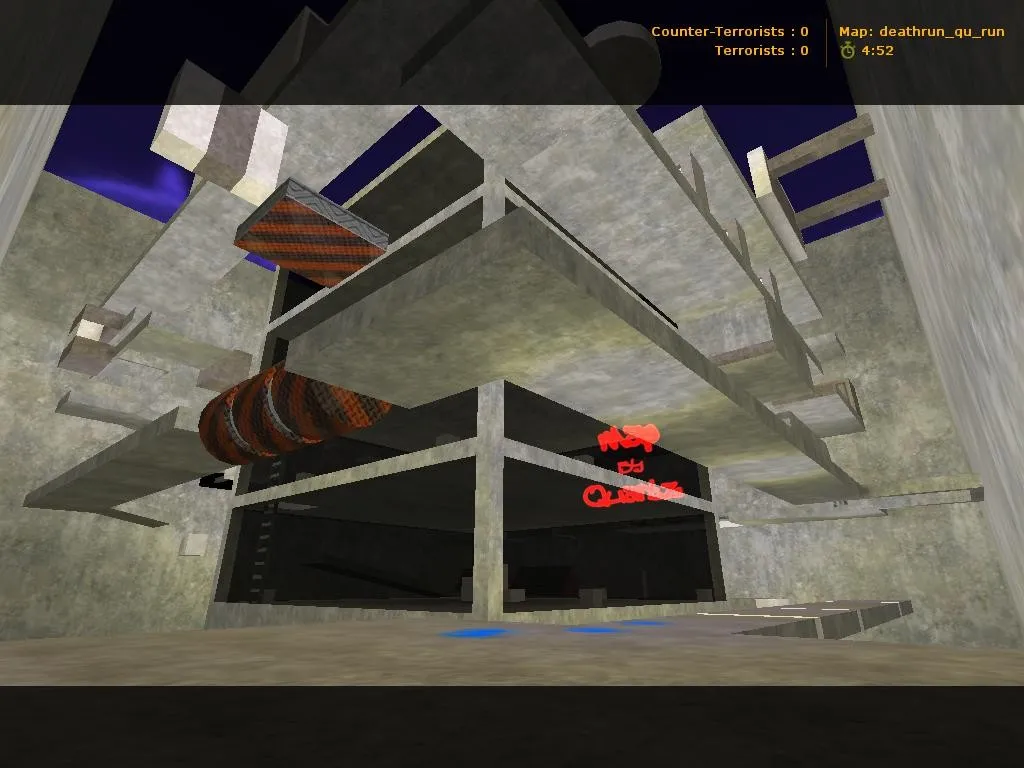 Скачать deathrun_qu_run для CS 1.6: карта deathrun, точки, маршруты, .nav и оптимизация под 4554/8610 - Скриншот