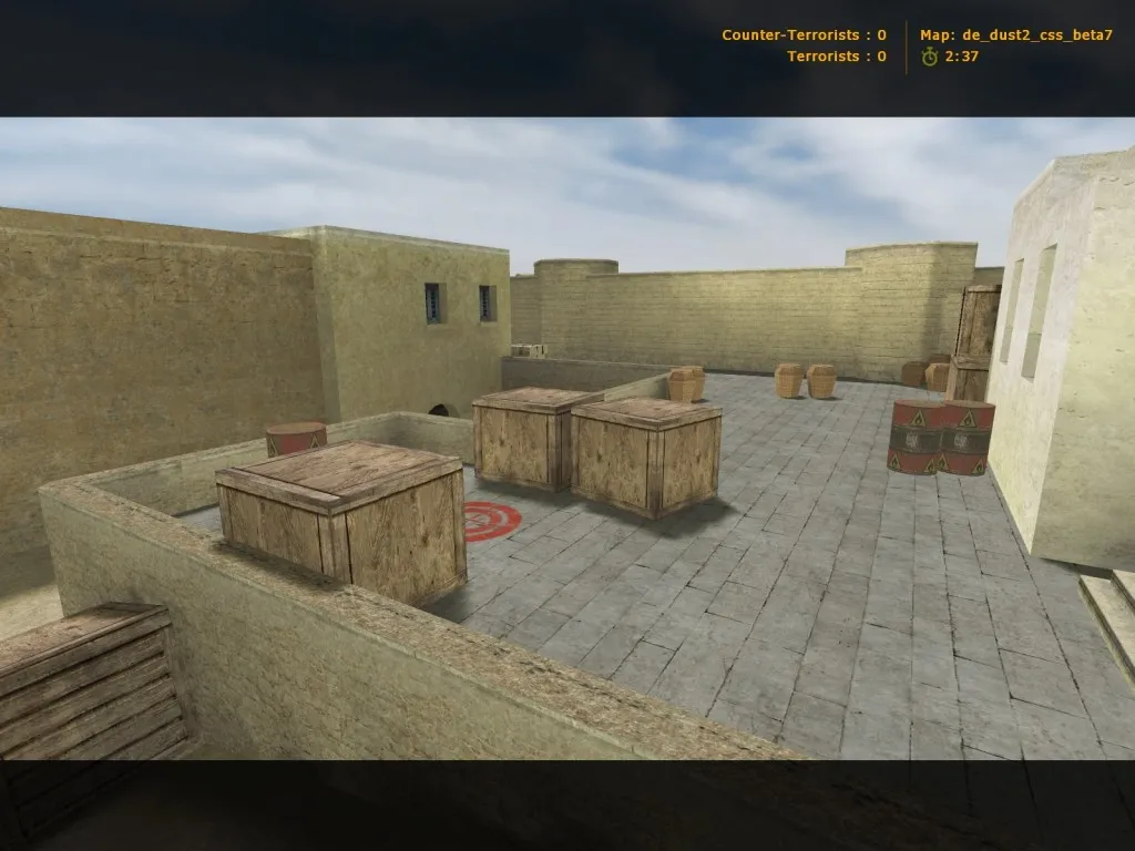 Скачать de_dust2_css_beta7 для CS 1.6: баланс сторон, точки, .nav и оптимизация wpoly/epoly - Скриншот