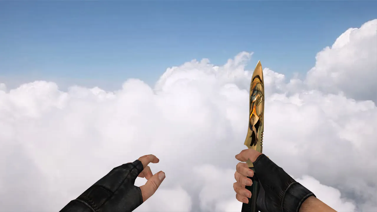Модель ножа «Золотой дракон» v_knife для CS 1.6: p_ и w_ модели, звуки, анимации осмотра — скриншот 1