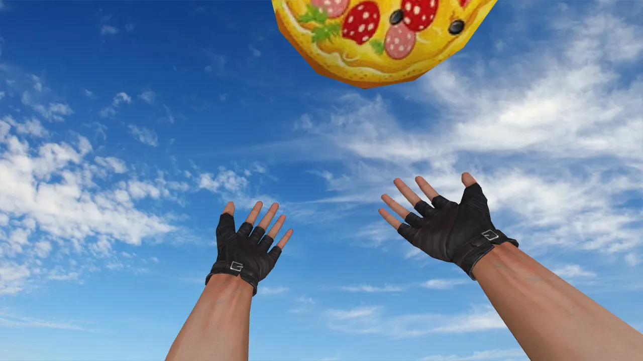 Скачать Модель «Pizza Grenade» для CS 1.6: v_, p_, w_ гранаты, звуки, анимация осмотра, текстуры и настройка - Скриншот
