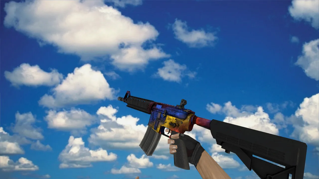 Скачать v_m4a1 М4А1 «Мраморный градиент» — модель оружия для CS 1.6: звуки, анимации осмотра, текстуры - Скриншот