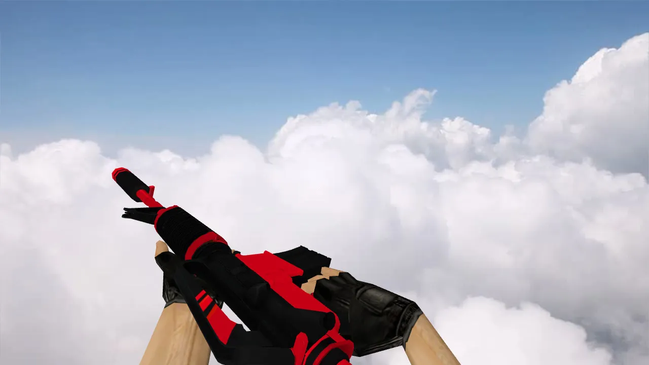 Скачать Модель M4A1 Red Pleasure w Stickers для CS 1.6: v_ / p_ / w_ модели, звук, анимация осмотра - Скриншот