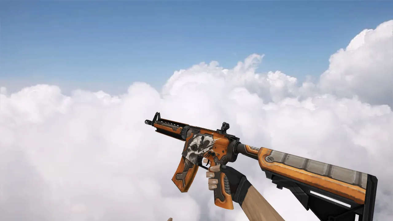 Модель M4A4 War Orange v_m4a1 w_m4a4 p_m4a4 для CS 1.6: звуки, анимация осмотра, качество текстур — скриншот 1