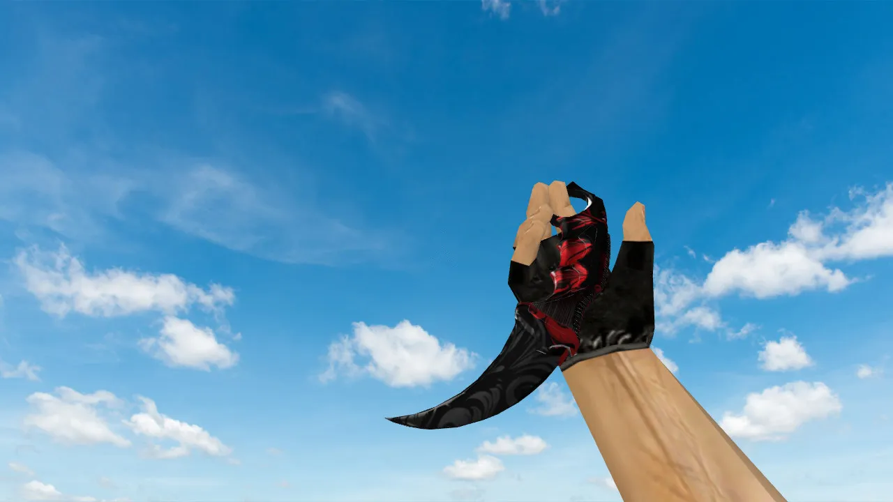 Скачать Модель v_ Karambit Red Khokhloma, p_ и w_ для CS 1.6: звуки, анимация осмотра, текстуры и настройка - Скриншот