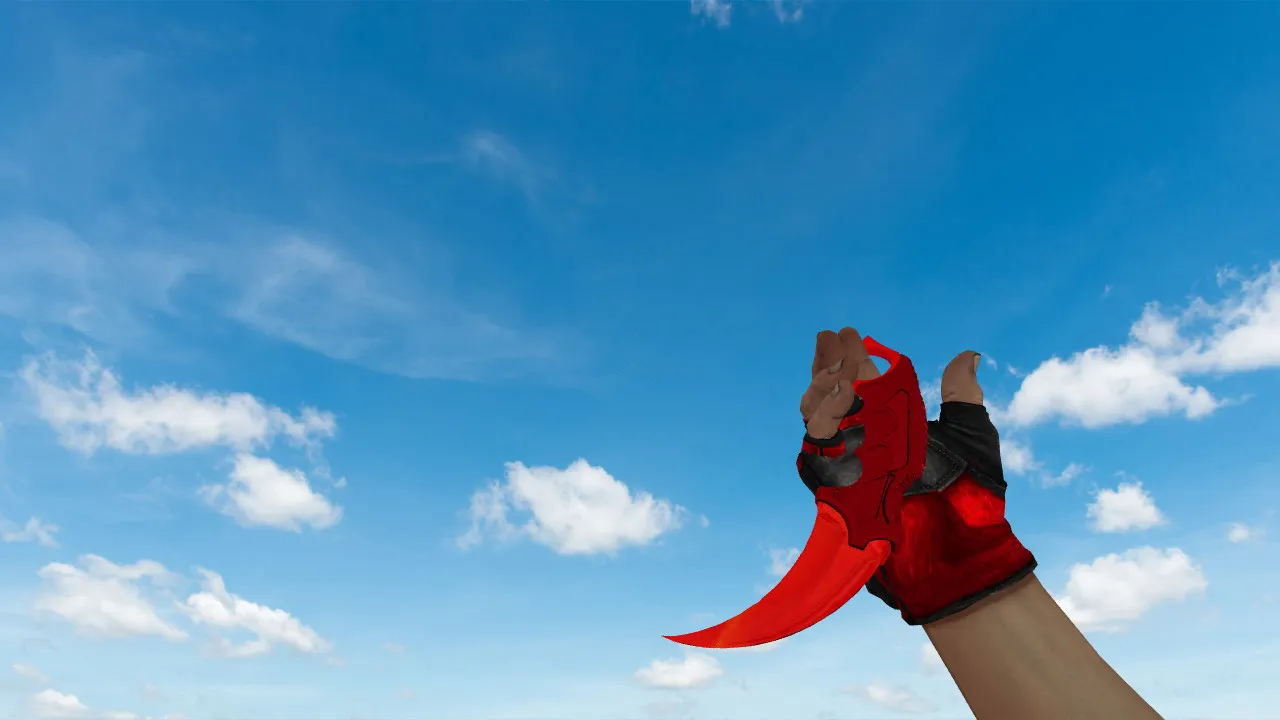 Модель ножа «Karambit Fire» для CS 1.6: v_, p_, w_, звуки, анимация осмотра и качество текстур — скриншот 1