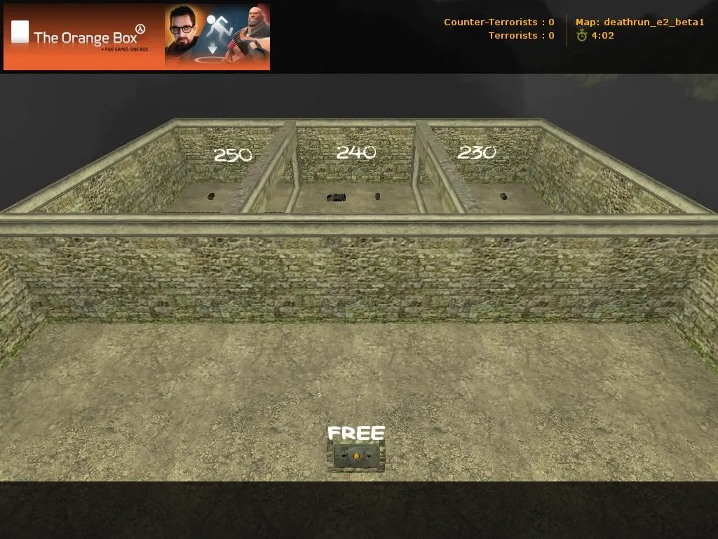 deathrun_e2_beta1 для CS 1.6: карта с ловушками, раундами на выживание и точками для тактики — скриншот 2