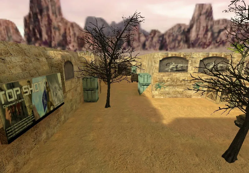 Скачать de_dust_topshot для CS 1.6: тактика сторон, точки, боты (.nav), оптимизация wpoly/epoly - Скриншот