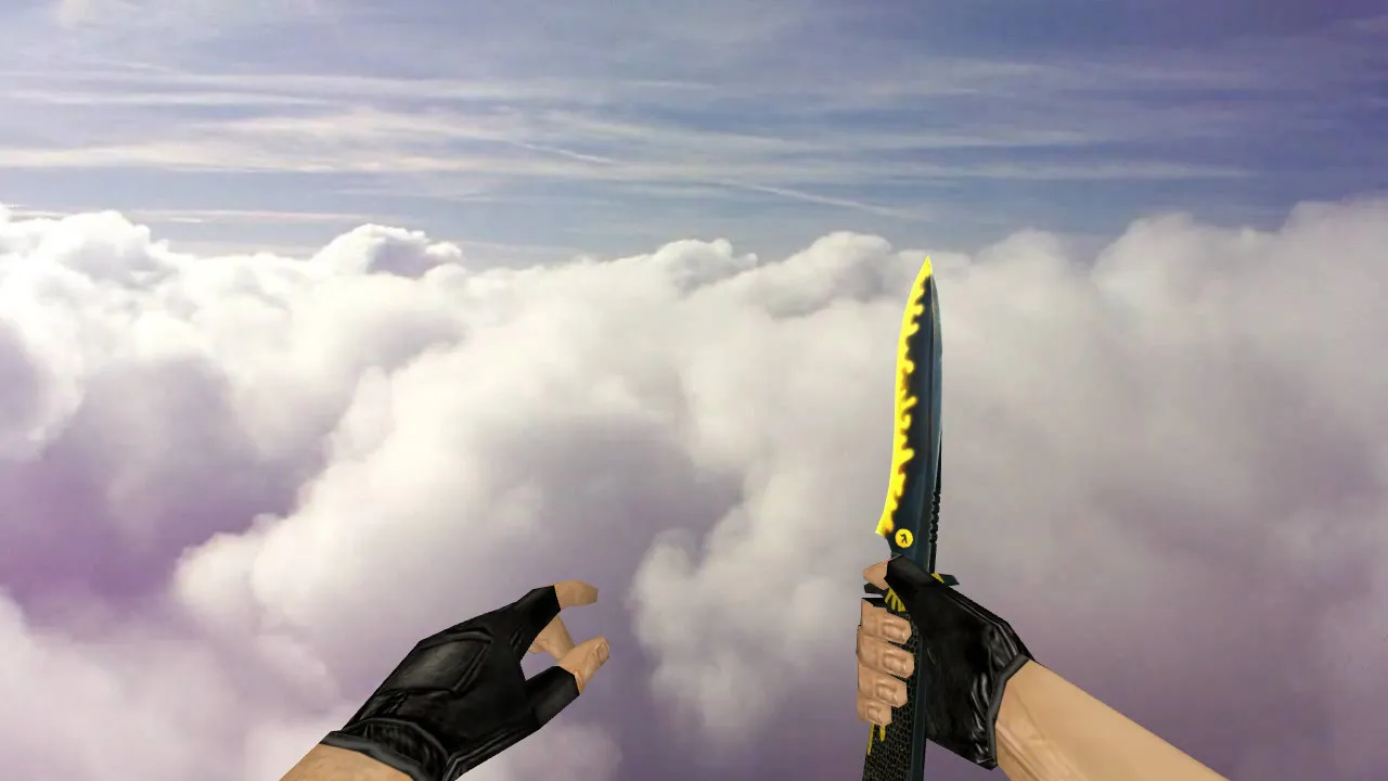 Скачать Модель ножа Default Knife Yellow-Hand v_ p_ w_ для CS 1.6: звуки, анимация осмотра, текстуры - Скриншот
