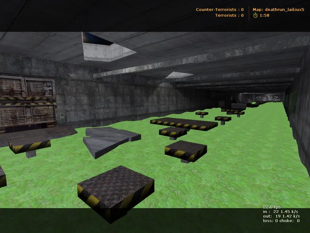 Скачать deathrun_laikiux5 для CS 1.6: карта deathrun, точки за ТС и КТ, .nav, оптимизация wpoly/epoly - Скриншот