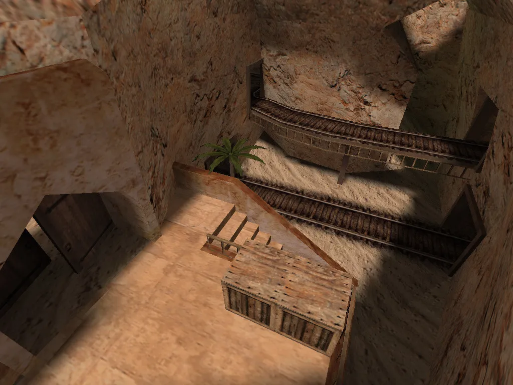 Скачать Карта de_desertmine для CS 1.6: баланс сторон, точки, .nav для ботов и оптимизация wpoly/epoly - Скриншот