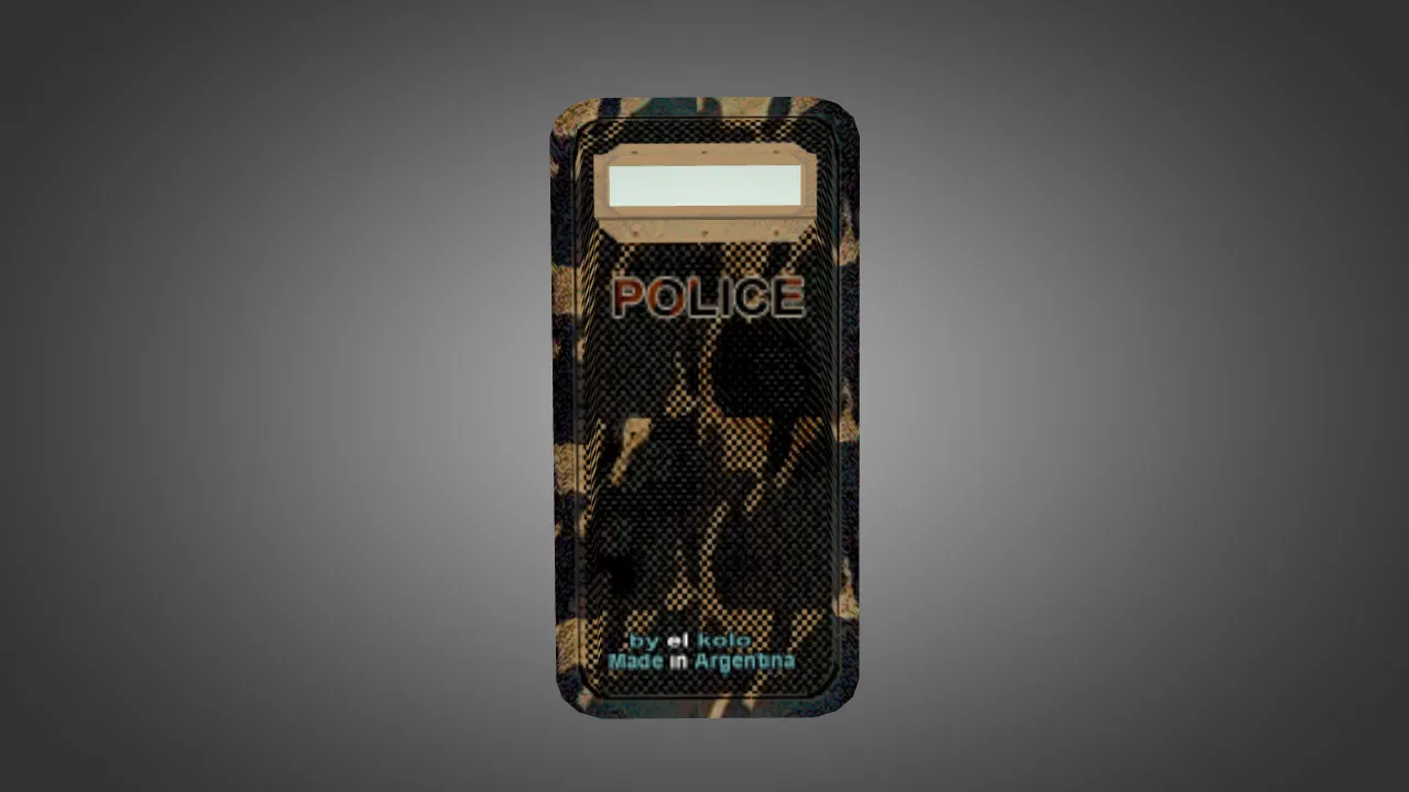 Скачать Щит Police Camo Carbon Shield для CS 1.6: v_, p_, w_ модели, звуки и анимация осмотра - Скриншот