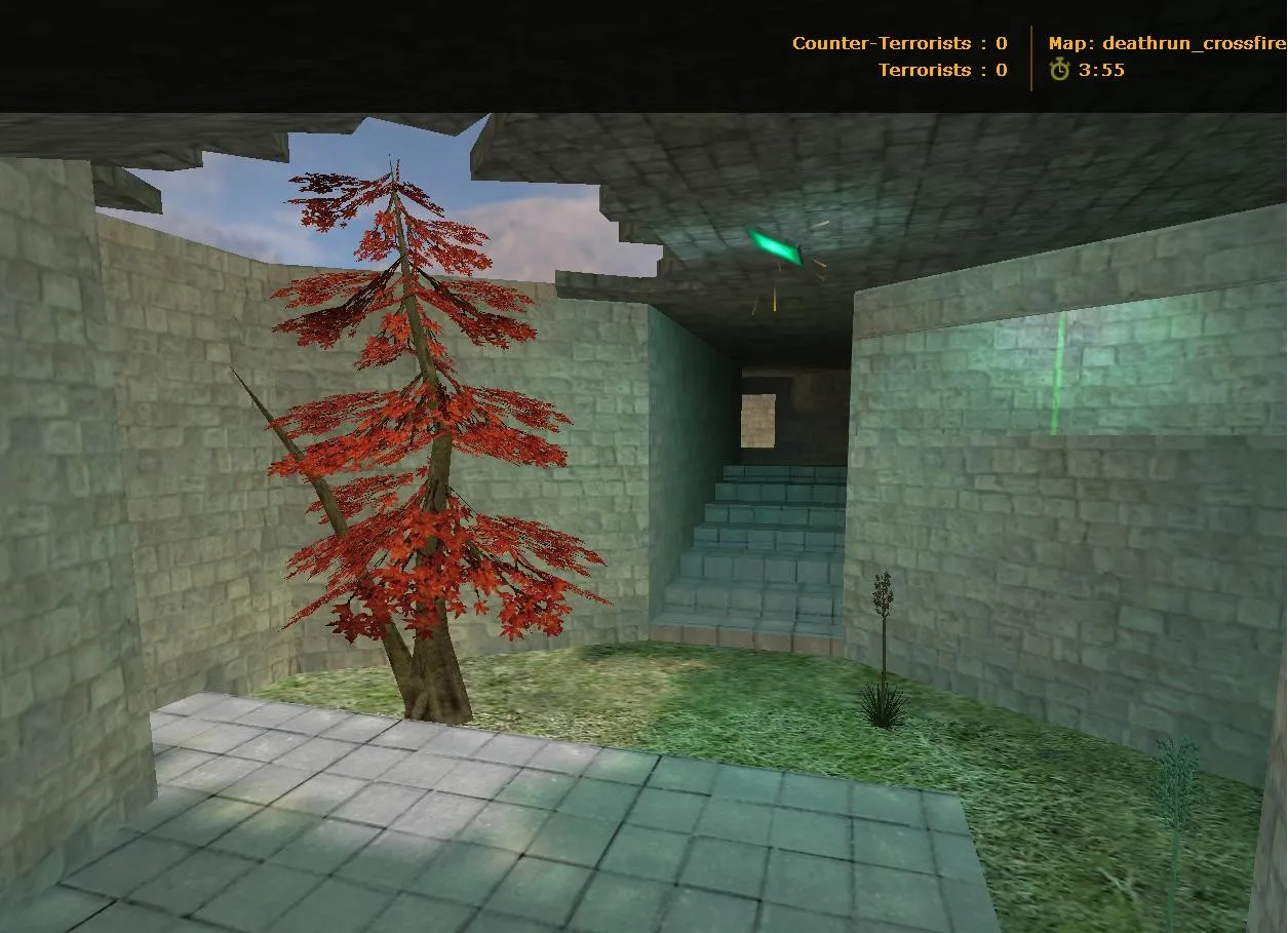 Скачать deathrun_crossfire для CS 1.6: карта deathrun, точки, рунки, нав для ботов и оптимизация - Скриншот