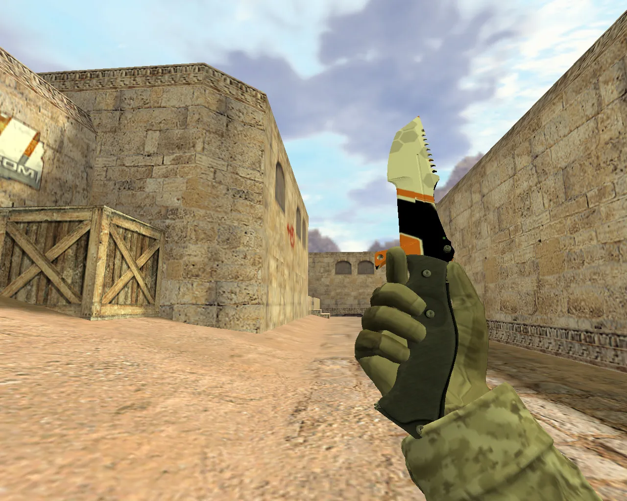 Скачать Модель «Охотничий нож Азимов» v_knife для CS 1.6: звуки, анимация осмотра, качество текстур - Скриншот