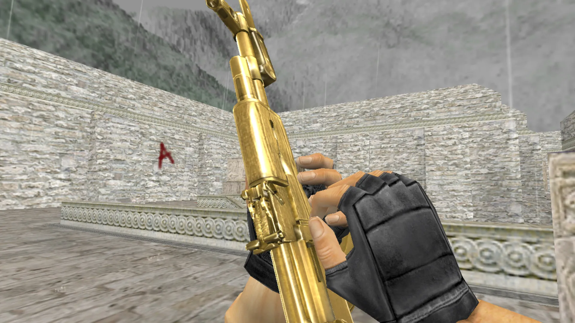 Скачать Золотой АК-47 из CrossFire для CS 1.6: v_ p_ w_ модели, звуки, анимация осмотра и текстуры - Скриншот