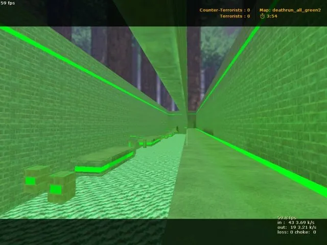 Скачать deathrun_all_green2 для CS 1.6: карта deathrun, точки для T/CT, боты и оптимизация - Скриншот