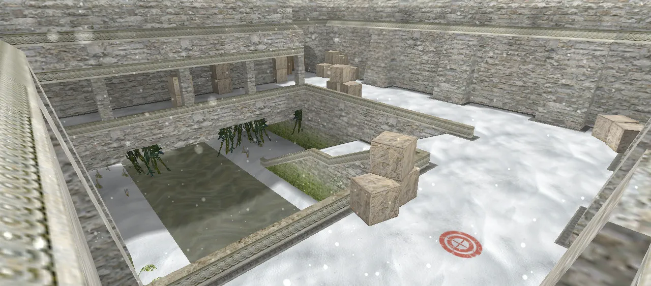 Скачать de_aztec_winter для CS 1.6: карта DE, зимний скин, точки под клатчи, .nav и оптимизация - Скриншот