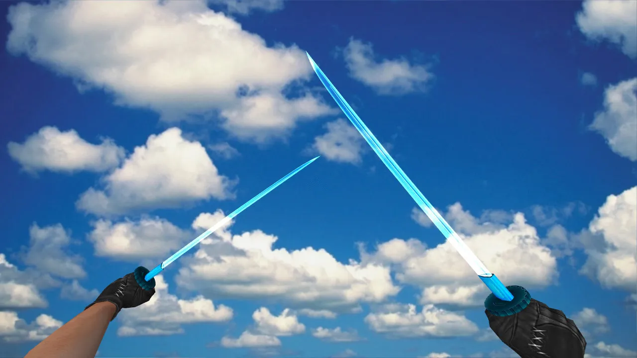 Скачать Модель ножа Dual Katana Crystal для CS 1.6: v_ и p_ модели, звуки, анимация осмотра, качество текстур - Скриншот