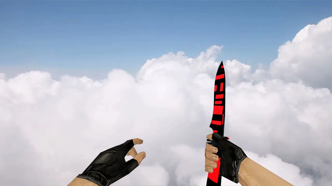 Скачать Модель ножа Default Knife Redcell для CS 1.6: v_, p_, w_ модели, звуки, анимация осмотра и текстуры - Скриншот
