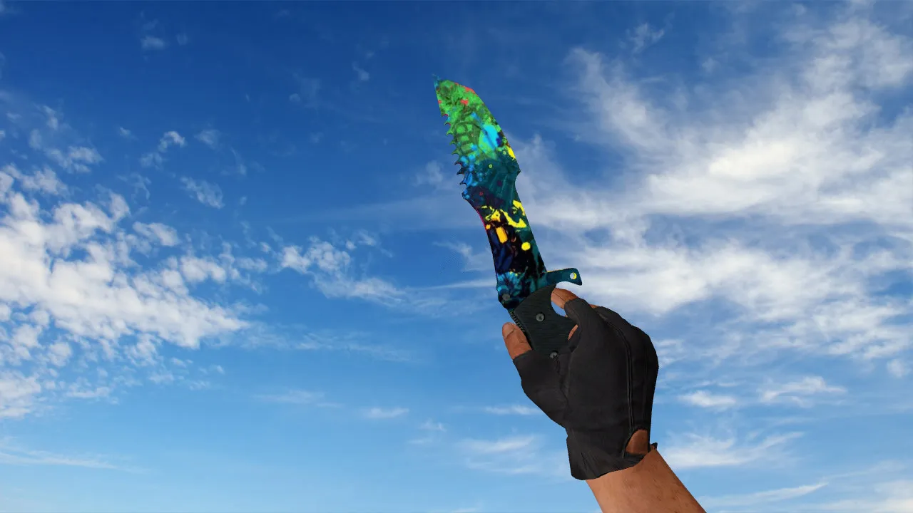 Скачать Модель ножа Huntsman Knife Paintsplash v_ для CS 1.6: звуки, анимация осмотра, v_/p_/w_ и текстуры - Скриншот