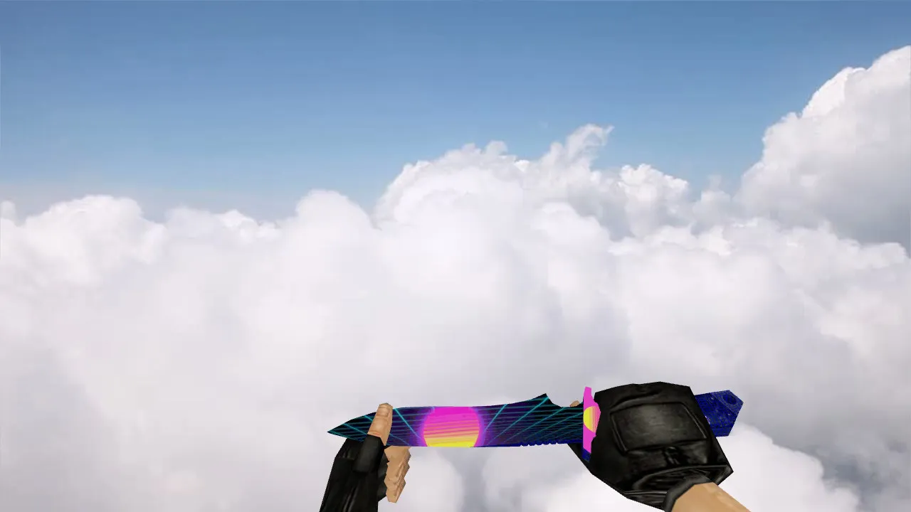 Скачать Модель «Vaporwave Knife» для CS 1.6: v_ и p_ модели, звуки, анимация осмотра, качество текстур - Скриншот