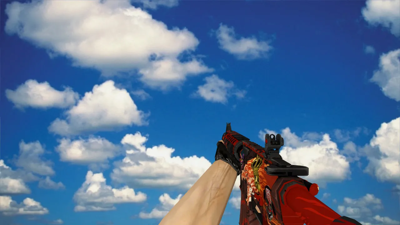 Скачать Модель M4A4 «Вой» stickers v_ p_ w_ для CS 1.6: звуки, анимации осмотра, текстуры и качество модели - Скриншот