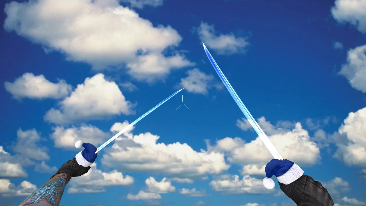 Скачать Модель ножей Dual Katana Xmas v_ модели для CS 1.6: p_ w_ анимация осмотра, звуки, качество текстур - Скриншот