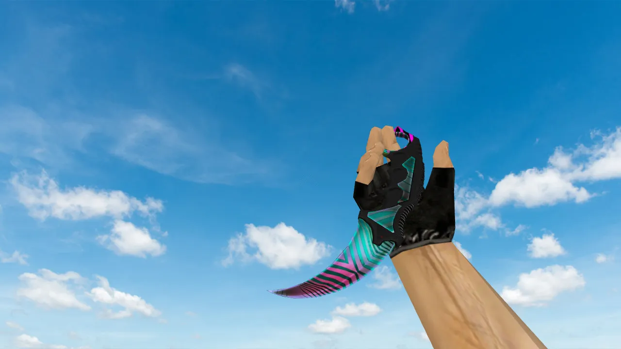 Скачать Модель v_karambit_psychedelic для CS 1.6: нож Karambit Psychedelic, p_ и w_ модели, звуки, анимация осмотра - Скриншот