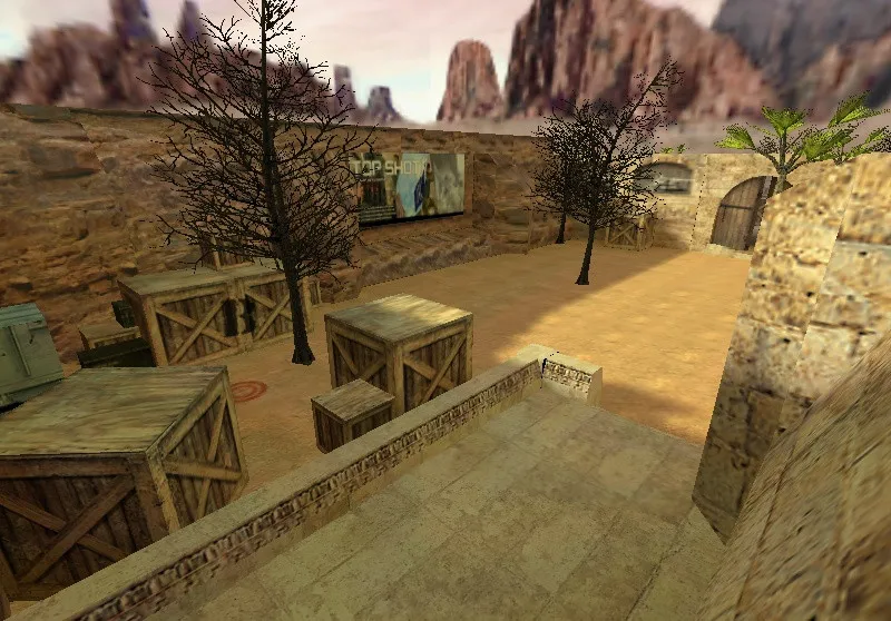 Скачать de_dust_topshot для CS 1.6: тактика сторон, точки, боты (.nav), оптимизация wpoly/epoly - Скриншот