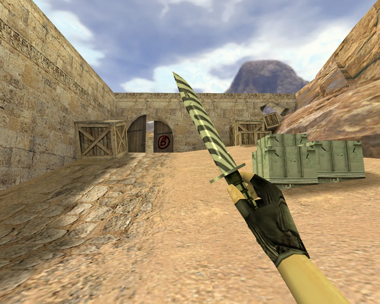 Скачать Модель «Штык-нож Зебра» v_ для CS 1.6: p_ и w_ слоты, звук, анимации осмотра, текстуры и FPS - Скриншот