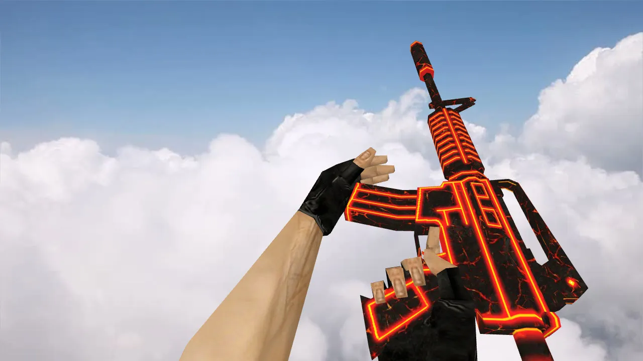 Скачать Модель M4A1 Hot Lava v_ и p_ для CS 1.6: звук, анимация осмотра, текстуры и настройка - Скриншот