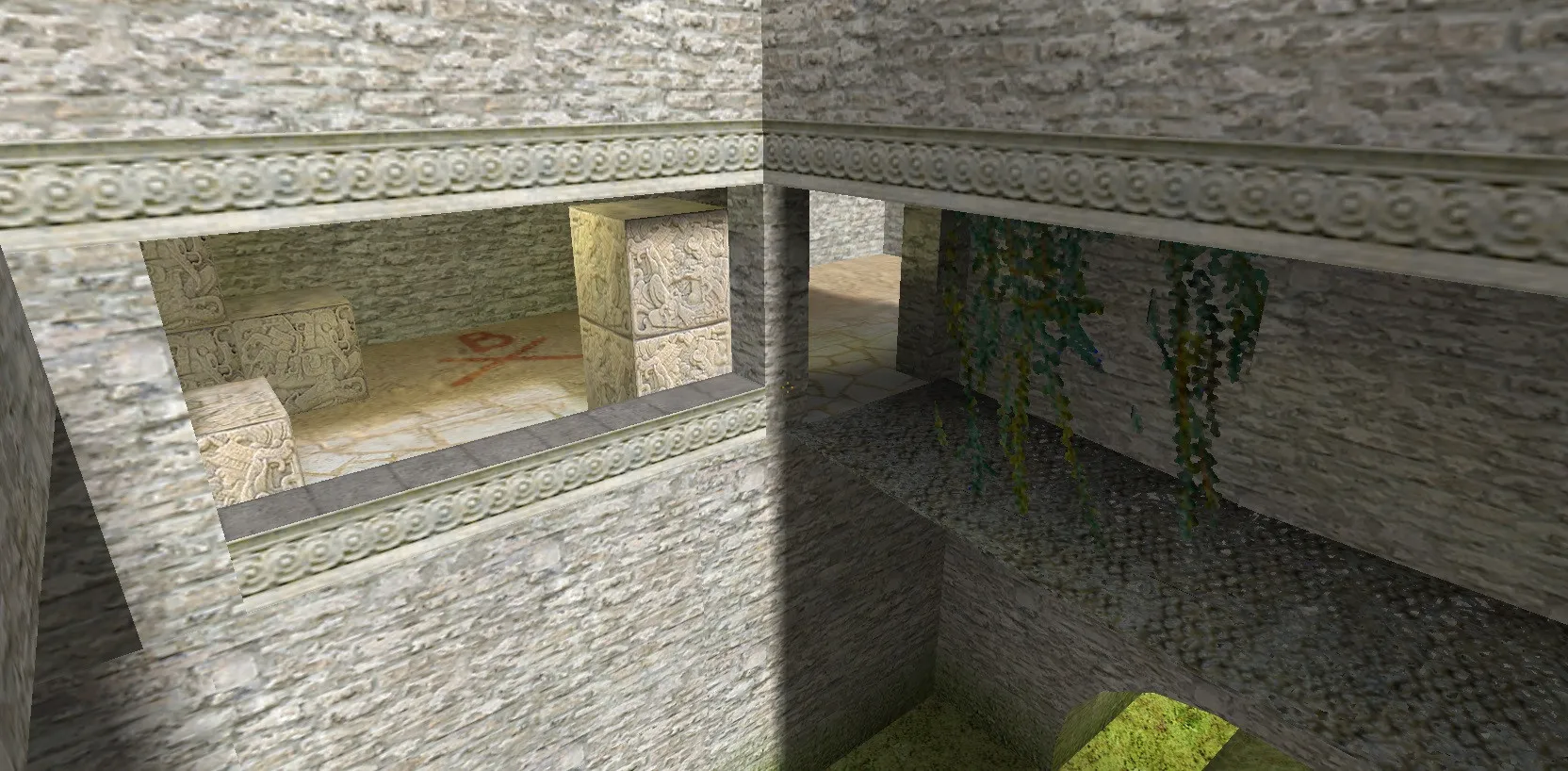 Скачать Карта de_aztec2ext для CS 1.6: тактика за Т и КТ, точки, .nav, оптимизация wpoly/epoly - Скриншот