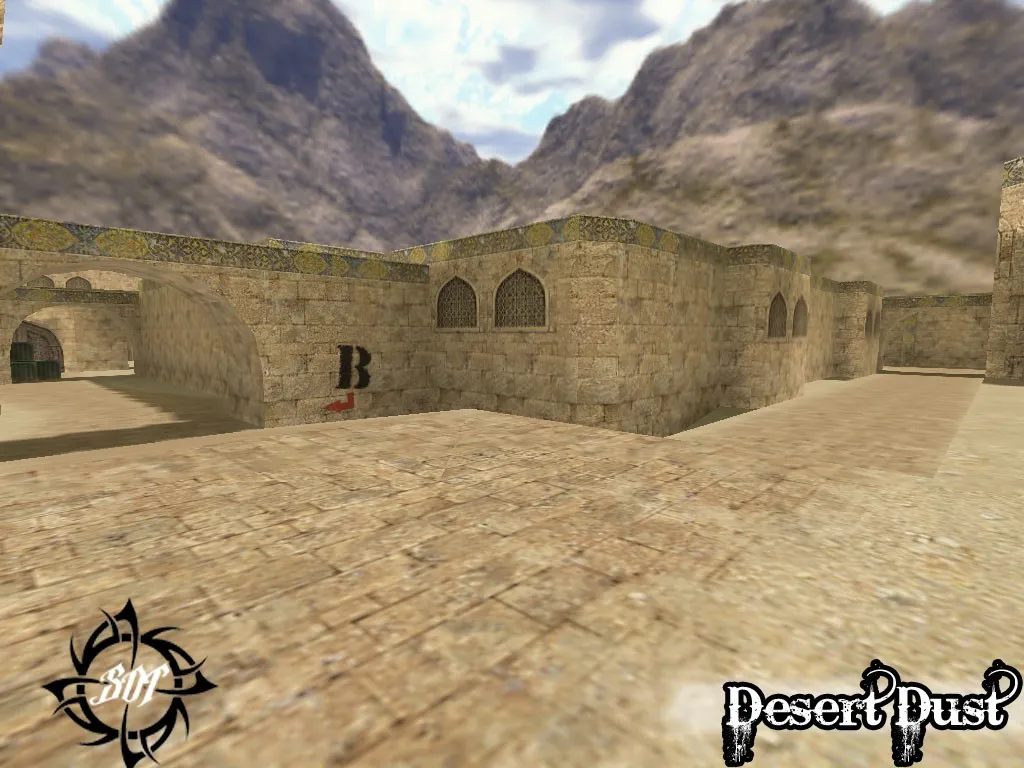 Скачать de_desert_dust_b1 для CS 1.6: тактика за CT/T, точки на карте, навигация ботов и оптимизация - Скриншот