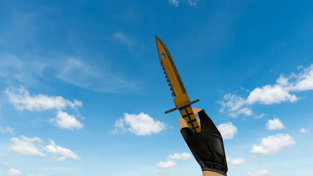 Скачать Модель ножа M9 Bayonet Master (v_, p_, w_), звуки и анимация осмотра для CS 1.6 - Скриншот