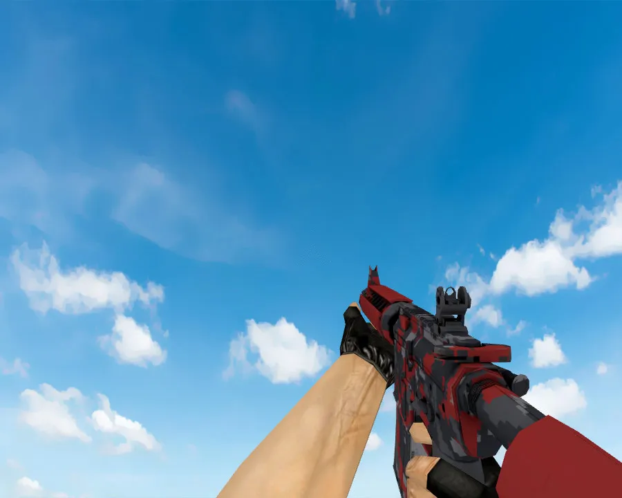 Скачать M4A4 | Red DDPAT пиксельный камуфляж «Красный» v_ модели для CS 1.6 — звук, анимация осмотра, качество текстур - Скриншот