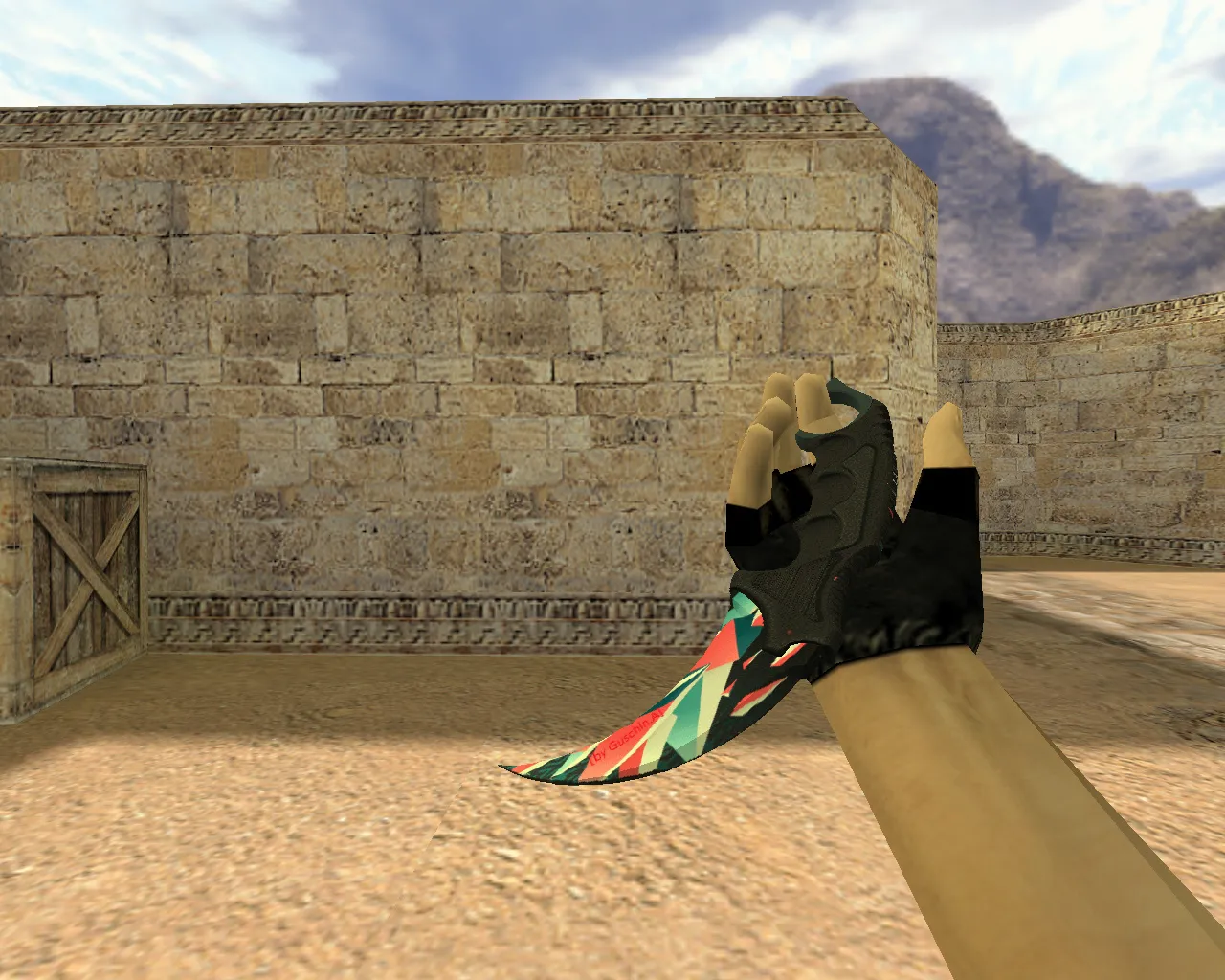 Скачать v_knife_karambit_buystvo_krask_red: Нож Керамбит «Буйство красок» для CS 1.6 - Скриншот