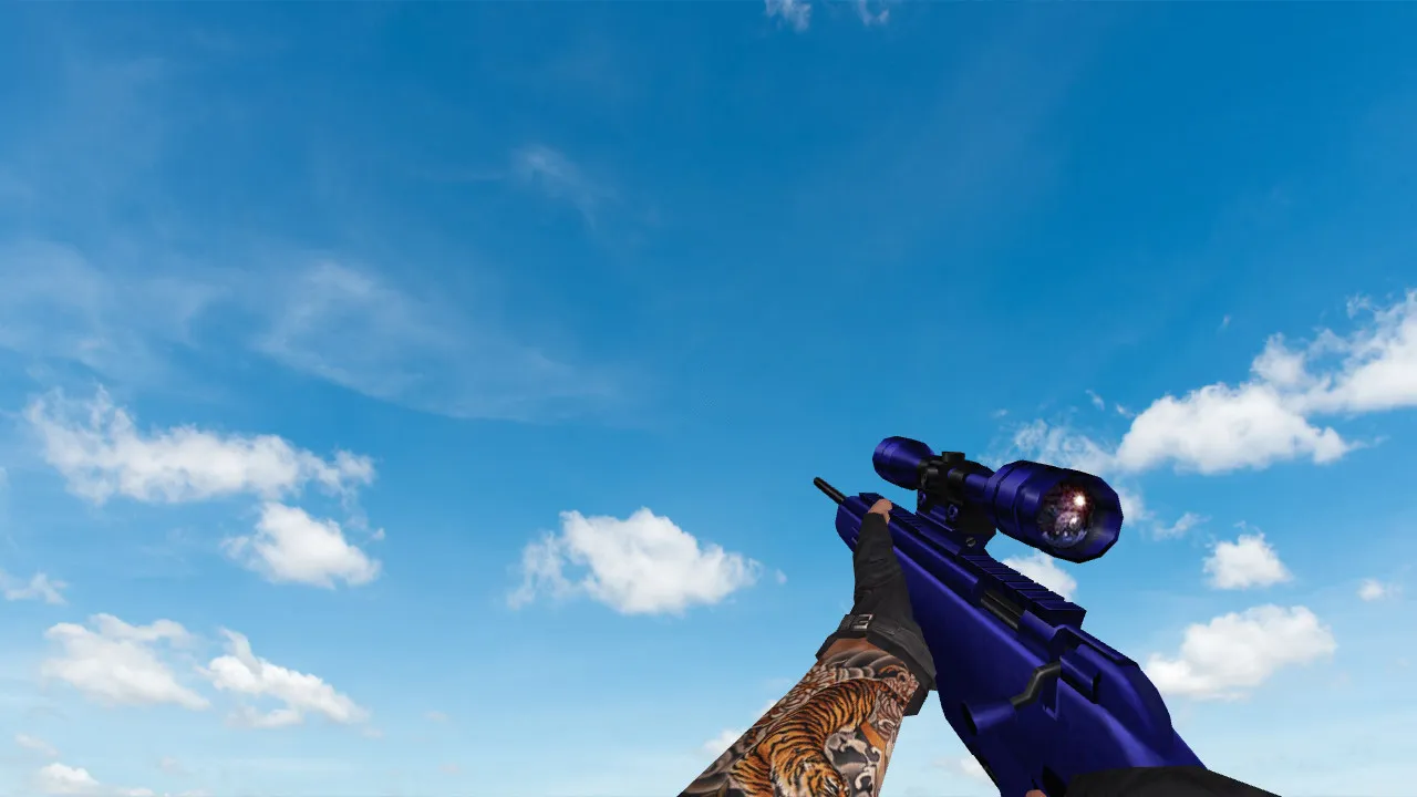 Пак моделей оружия «Blue Weapons With Tattoo» для CS 1.6: v_, p_, w_ модели, звуки, анимация осмотра и качество текстур — скриншот 7