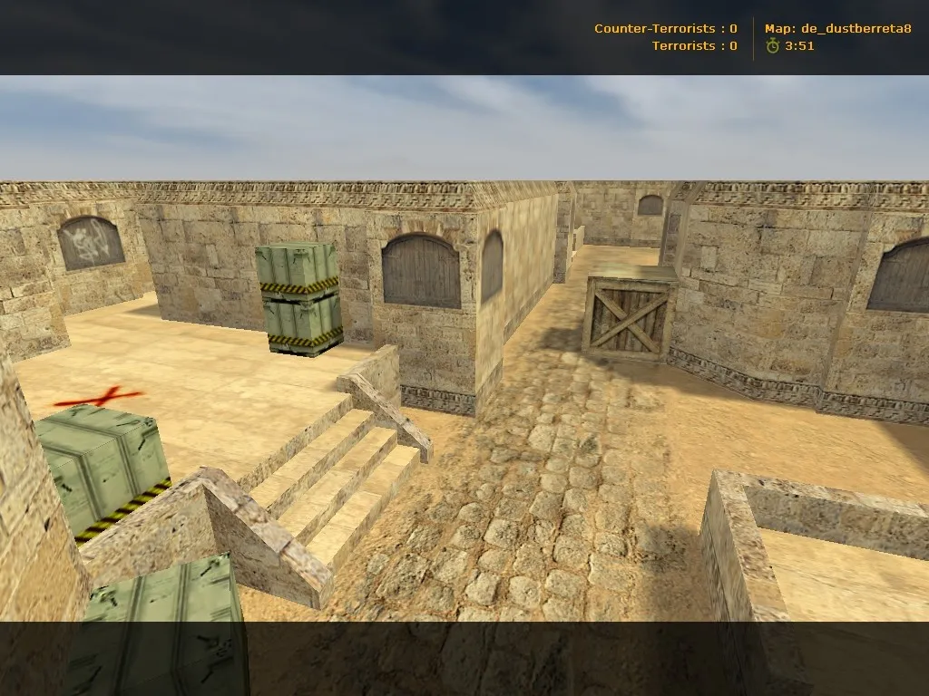 Карта de_dust_battle для CS 1.6: баланс сторон, точки под клатчи, .nav для ботов и оптимизация — скриншот 6