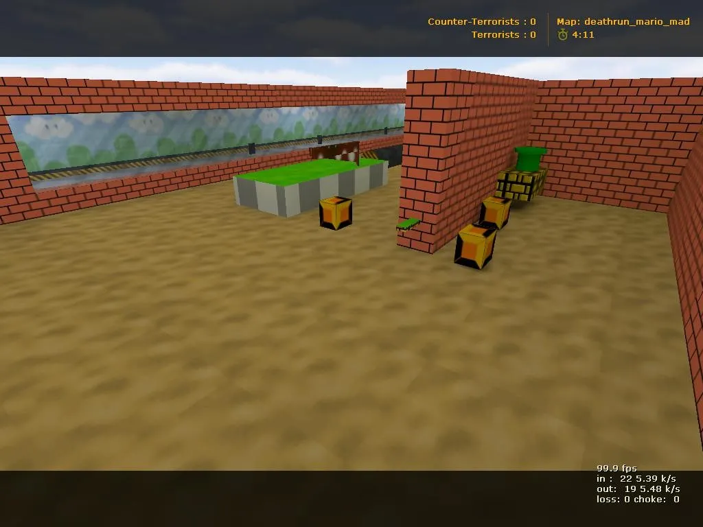 Скачать deathrun_mario_mad — карта для CS 1.6: ловушки, тайминги, точки игроков и боты - Скриншот