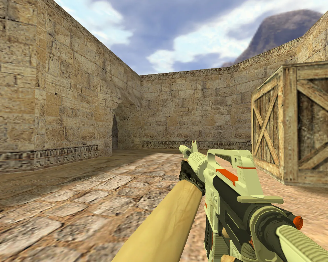 Скачать Модель v_m4a1 механо-пушка для CS 1.6: p_m4a1, w_m4a1, звуки и анимация осмотра - Скриншот